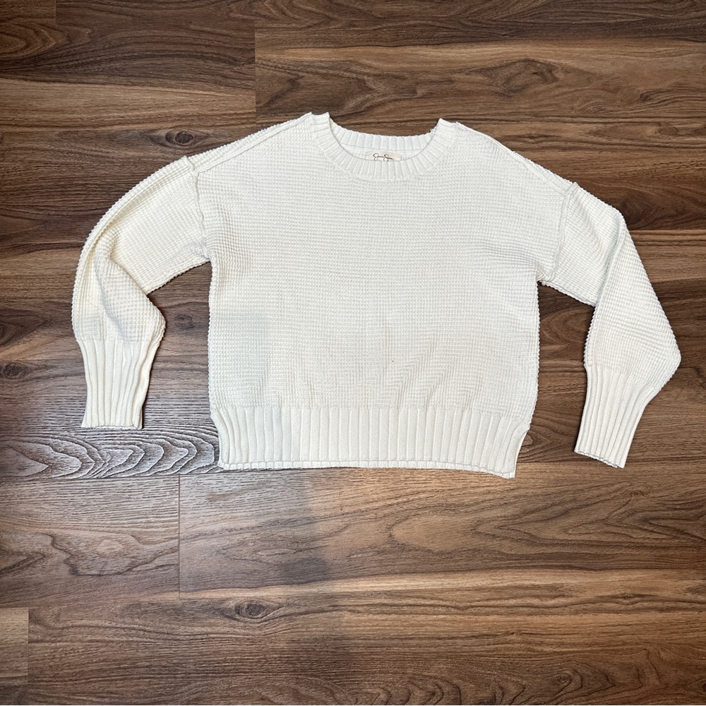 Cozy Cream Jessica Simpson Wafflw Knit Women's Sweater
